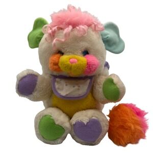 Vintage Popples Plush Bibsy Baby Bib White Mattel Toy 1986 - 12" with Bib, Curls
